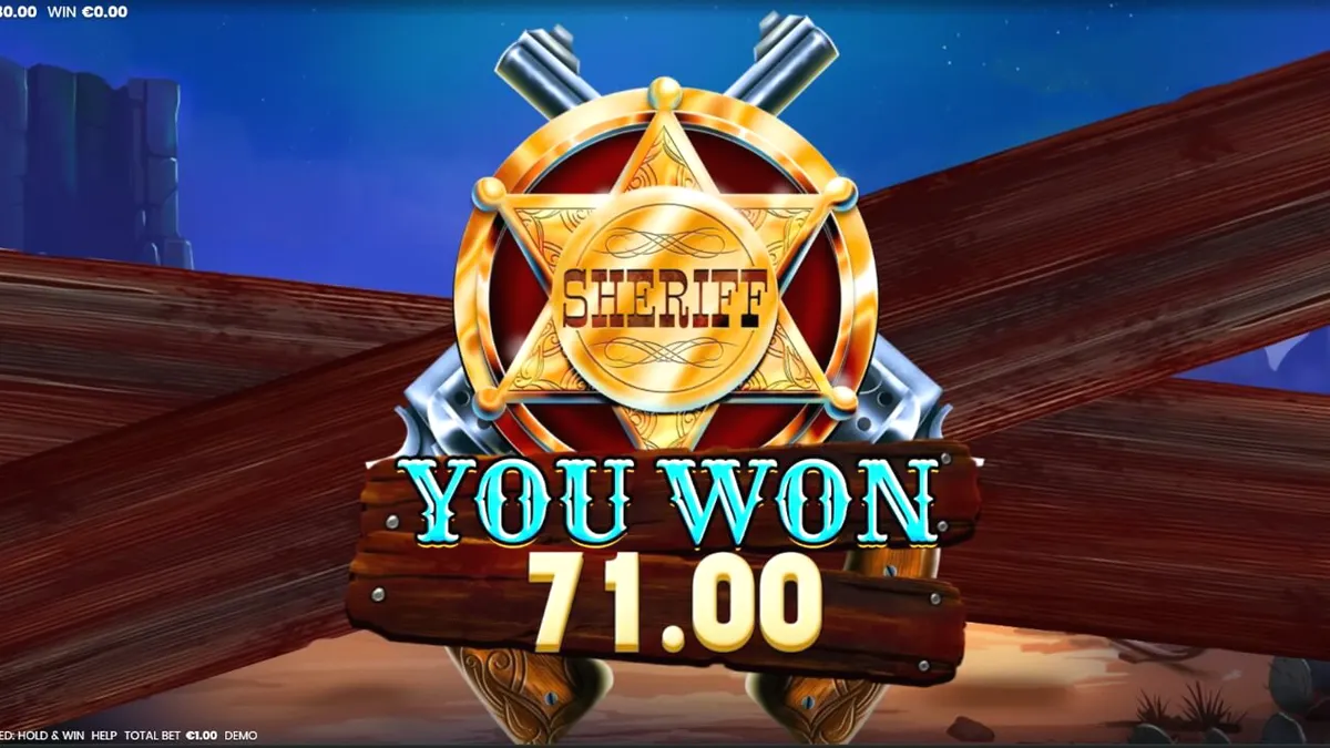Tampilan visual slot Most Wanted: Hold & Win dengan tema koboi